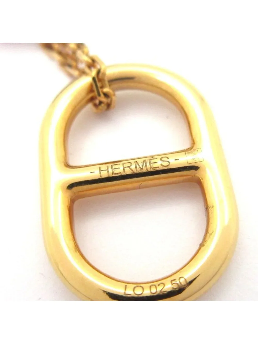 Hermes Necklace O Maillon Leather Pink Gold